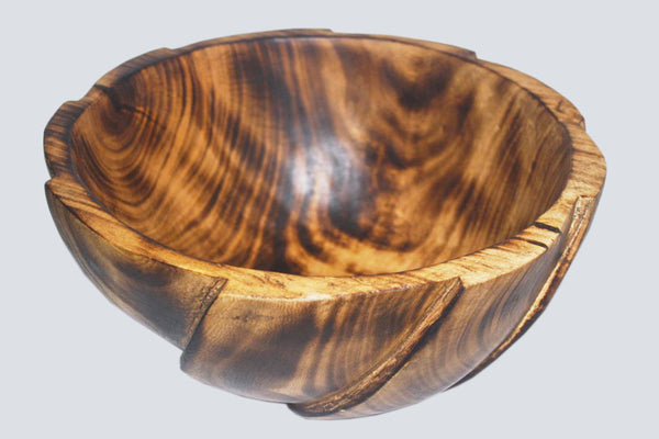 12" Round Carved Bowl