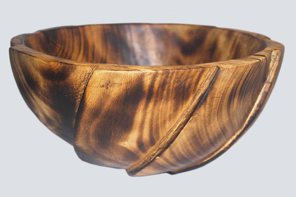 12" Round Carved Bowl