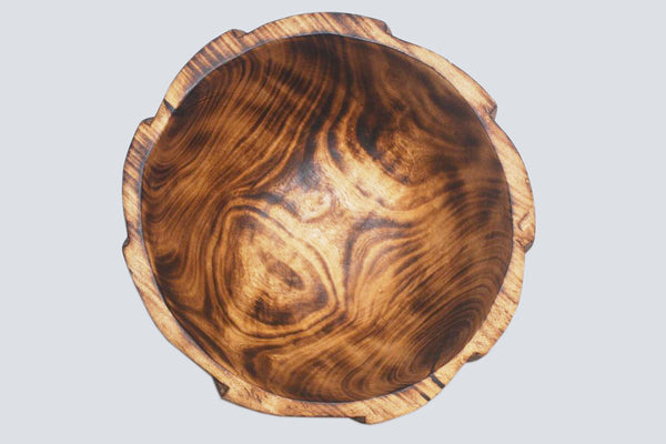 12" Round Carved Bowl